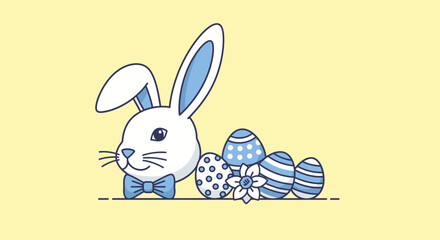 Obraz premium Flat Easter Festive Icon Set Vector Illustration Design