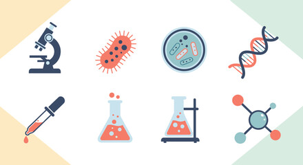 Microscope and Laboratory Equipment with Microorganisms.