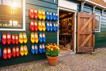 Fototapeta premium Traditional Wooden Clog Workshop Entrance