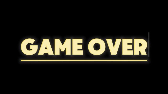 Striking 'Game Over' screen with glowing gold text on a deep black background, symbolizing the definitive end of a digital challenge or interactive experience