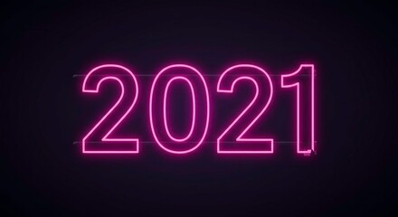 isplays a neon sign highlighting the year 2021.