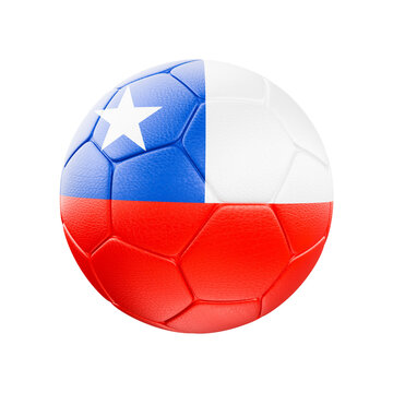 Chile Flag Soccer Ball &ndash; Football 3D Render Isolated