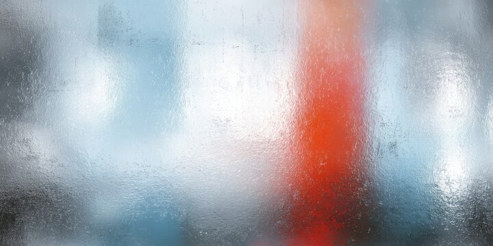 Textured translucent surface displays abstract streaks of vibrant color behind a diffused view