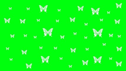 Fototapeta premium Seamless pattern of white butterflies on a bright green background. Spring nature illustration for kids' textiles, summer wallpaper, and gift wrap.