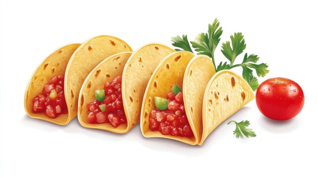 Tacos with salsa parsley tomato