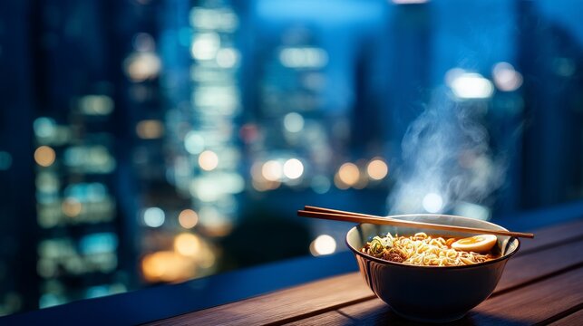 Delicious Bowl of Ramen Noodles with Fresh Toppings