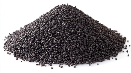 Pile of loose leaf black tea on white background