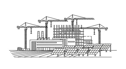 Construction site with crane machines. © ayana
