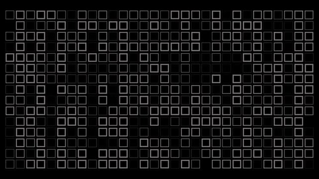 Minimal gray square grid animation with thin outlined tiles and soft contrast on dark background