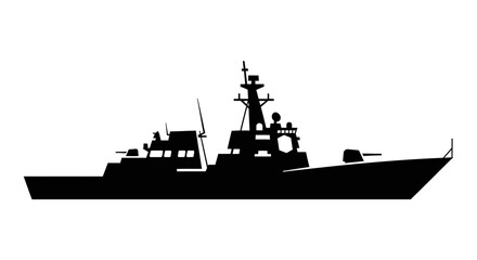 Black silhouette of a warship vessel. © Joko santoso