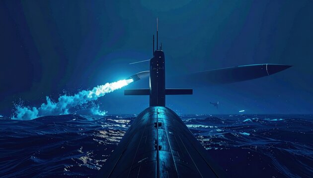Submarine launches ballistic missile underwater in a dramatic display of military power