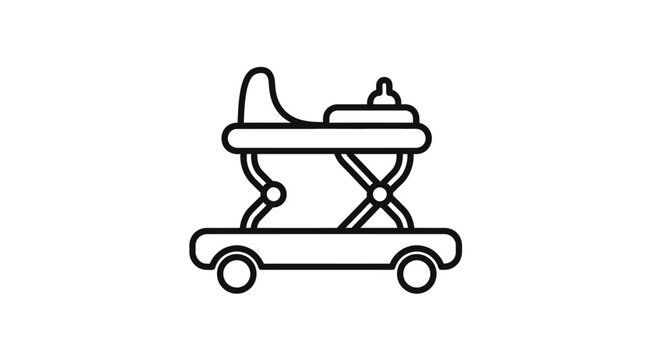 Baby Stroller With Wheels Isolated.
