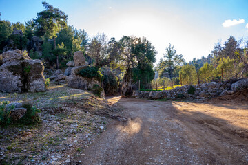 Fototapeta premium Adam Kayalar Selge. Adamkayalar Adam Rocks Sometimes, with their incredible rock formations resembling humans and sometimes animals, Adamkayalar evokes fairy-tale plateaus. Selge, Antalya. Ancient Sel