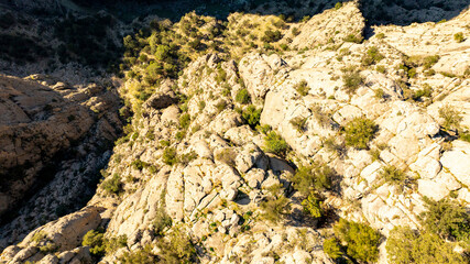 Obraz premium Panorama landscape of Tazı Kanyonu (aka Eagles Canyon, Tazi Canyon) and Bilgelik Vadisi (aka Wisdom Valley). Located in Köprülü Canyon National Park, Antalya, Turkey.Tazı Canyon is wonder of nature, l