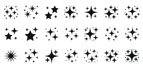 Collection of black starburst and sparkle glitter shine