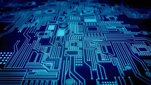 Futuristic Blue Circuit Board Data Connection Digital Technology Background