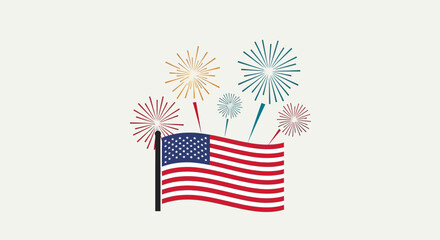 Obraz premium American Flag with Fireworks Celebration.