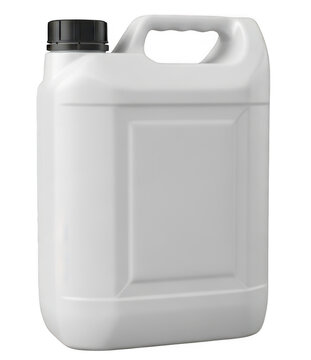 Large white plastic jerrican container for liquid storage and transport