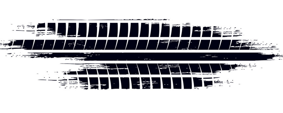 Vector Print Textured Tire Track . Distressed Overlay Grunge Design Element . Winding traces of the car .