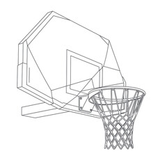 Basketball Hoop and Backboard Line Art Illustration © zui