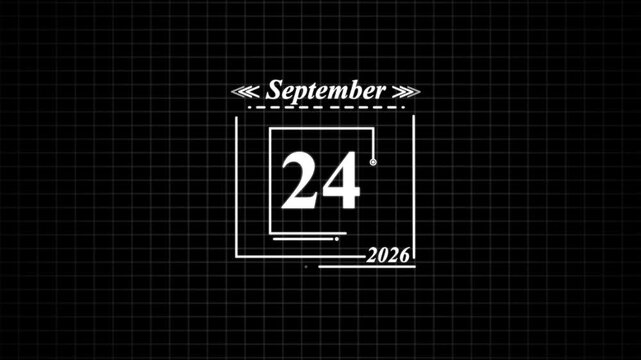 September 24th 2026 Calendar Date Display. Highlighting date Very important date on the calendar.
