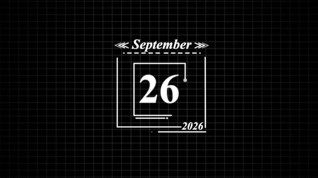 September 26th 2026 Calendar Date Display. Highlighting date Very important date on the calendar.