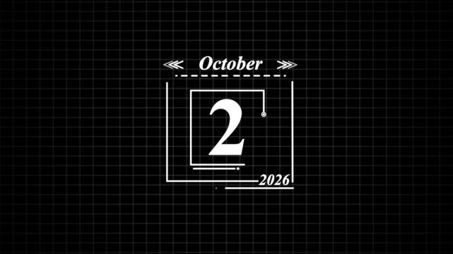 October 2, 2026, Calendar Date Display . Highlighting date Very important date on the calendar.
