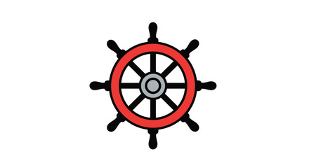 Obraz premium Ship Wheel Vector Illustration, Nautical Design, Steering Icon, Navigation Graphic for Travel