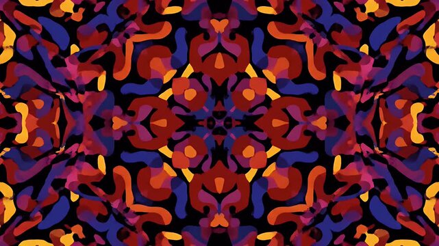 Vibrant abstract kaleidoscope pattern with colorful geometric shapes background