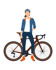 Obraz premium Flat vector people and illustration, woman with urban cyclist outfit