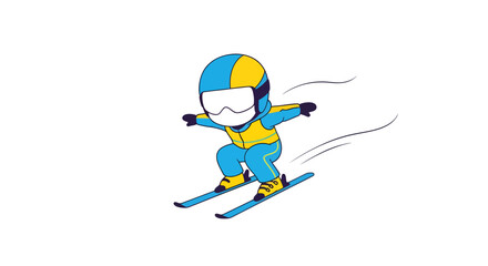 Skier illustration, vector style graphic, winter sports activity, design element