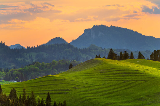 Mountain landscape in the Pieniny National Park at the foot of the Tatra Mountains