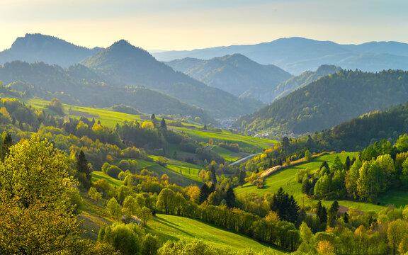 Mountain landscape in the Pieniny National Park at the foot of the Tatra Mountains