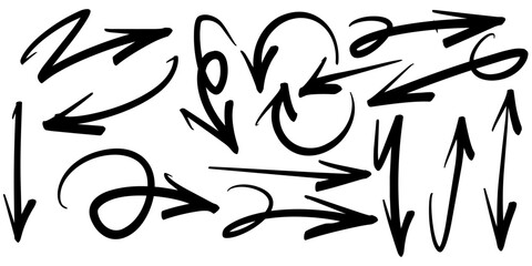 Obraz premium Hand Drawn Black Marker Arrow Set Collection