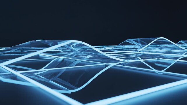 Abstract futuristic 3 d rendered digital landscape with glowing lines
