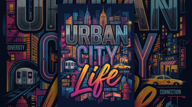 Urban City Life - A Vibrant and Colorful Artistic Representation.