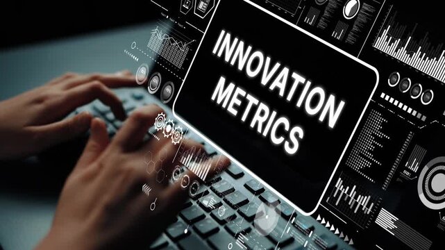 Hands on Keyboard Analyzing Innovation Metrics in Digital Workspace with Charts and Data Visualizations. Asymptotic smart data analytic.