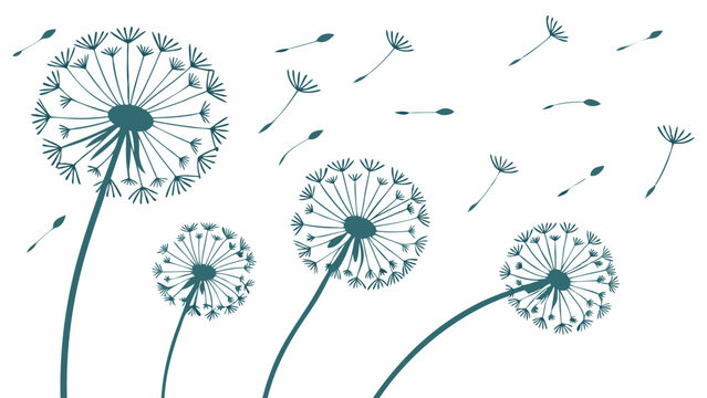 Dandelion Seeds Blowing in Wind for Spring Growth, Hope, and New Beginnings Design Element for Websites and Nature Themes