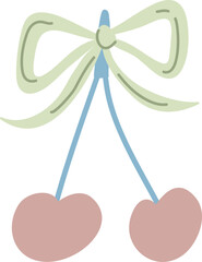 Fototapeta premium Cherry Pair With Ribbon Doodle