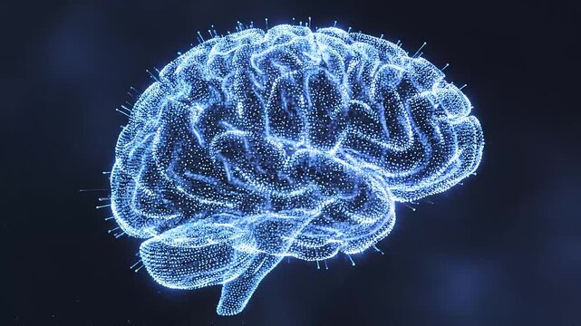 Abstract brain illustration with neural connections and energy flows