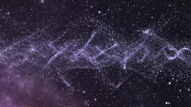 Abstract cosmic background with bright glowing particles and stars