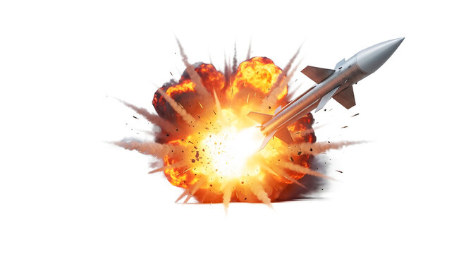 missile flying with fire isolated on transparent png