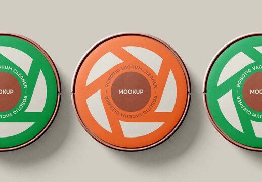 Top View of Robotic Vacuum Cleaner Packaging Mockup with Editable Background