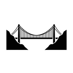 Fototapeta premium Striking black silhouette of a grand suspension bridge, symbolizing architectural achievement, travel, and connectivity across land or water
