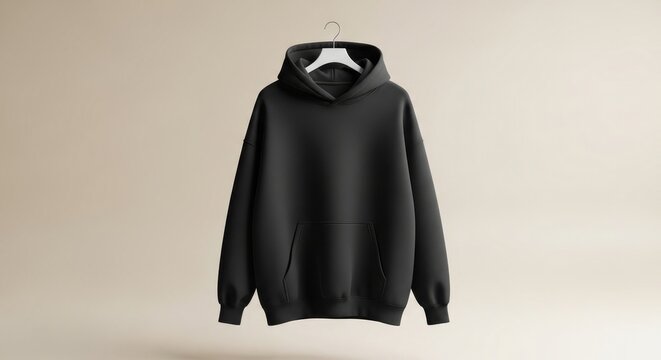 Black Oversized Hoodie Mockup Neutral Background