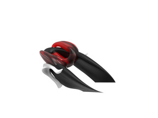 Naklejka premium Futuristic aerodynamic craft concept, black and red sci-fi vehicle design, 3D render.