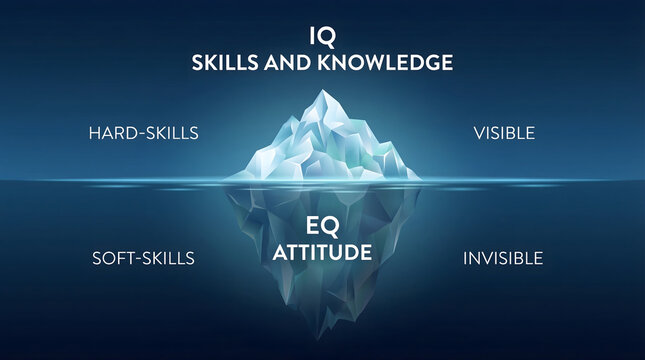 Iceberg model of skills and knowledge with IQ and EQ