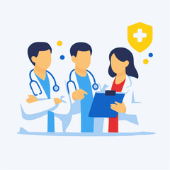 Doctor Team Collaboration Healthcare Flat Vector Illustration