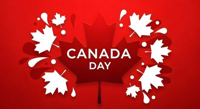 Canada day celebration with maple leaves