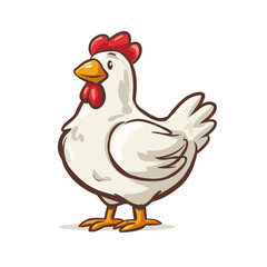 Fototapeta premium Adorable Chicken Illustration: An endearing chicken, stands, capturing its cheerful essence with a simplistic, and pleasing artistic flair. This image offers a friendly representation.